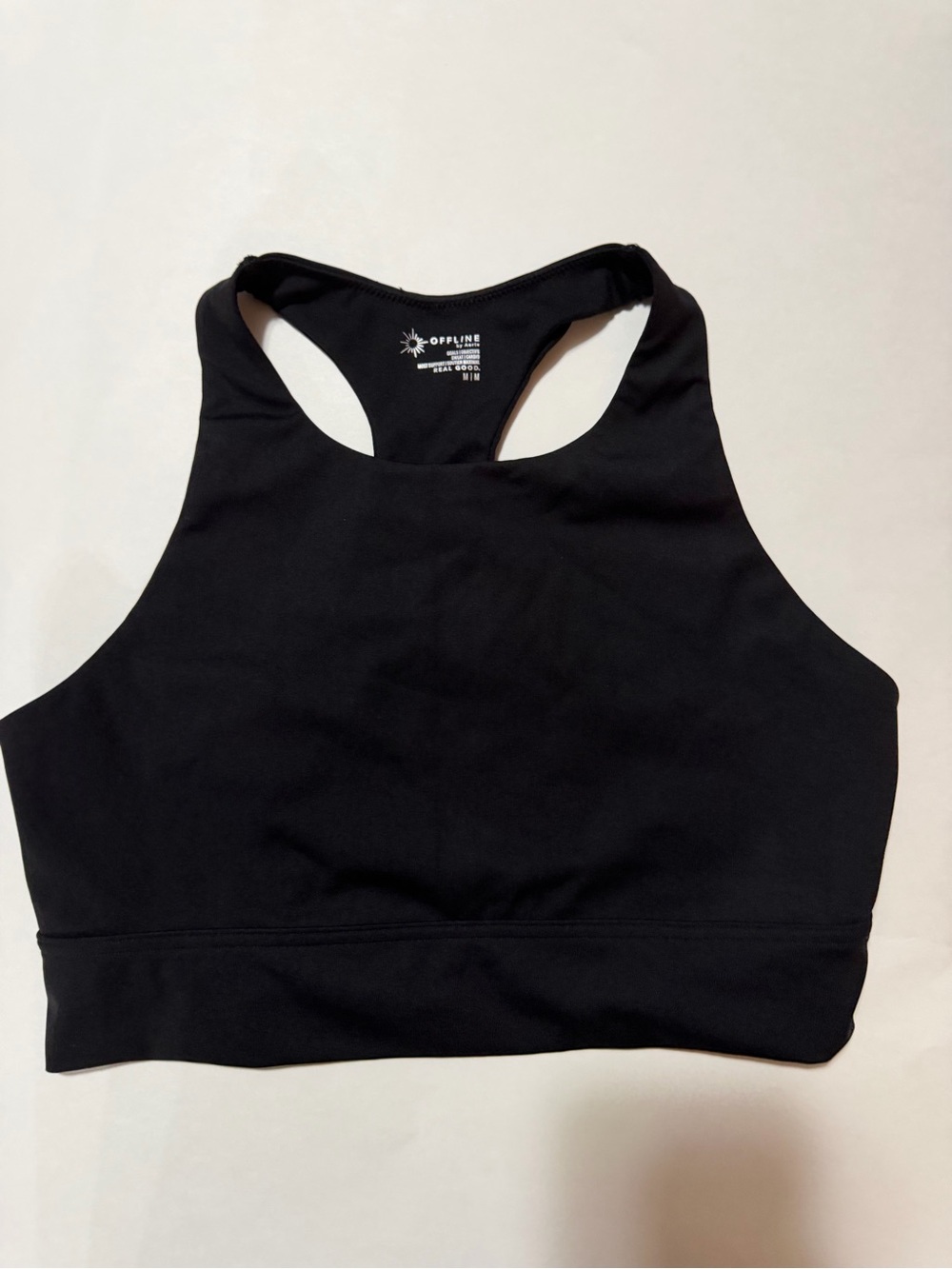 aerie Black High-Neck Racerback Sports Bra